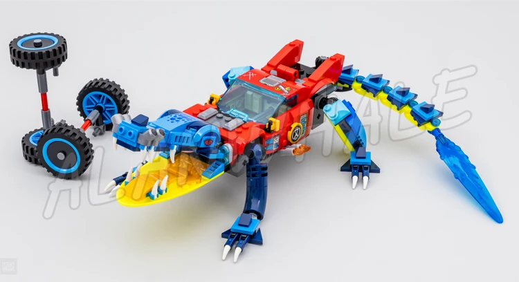 494pcs Dream Crocodile Car Super-fast Off-roader Rolling Wheels Truck Mini Boat 81458 Building Blocks Toy Compatible With Model