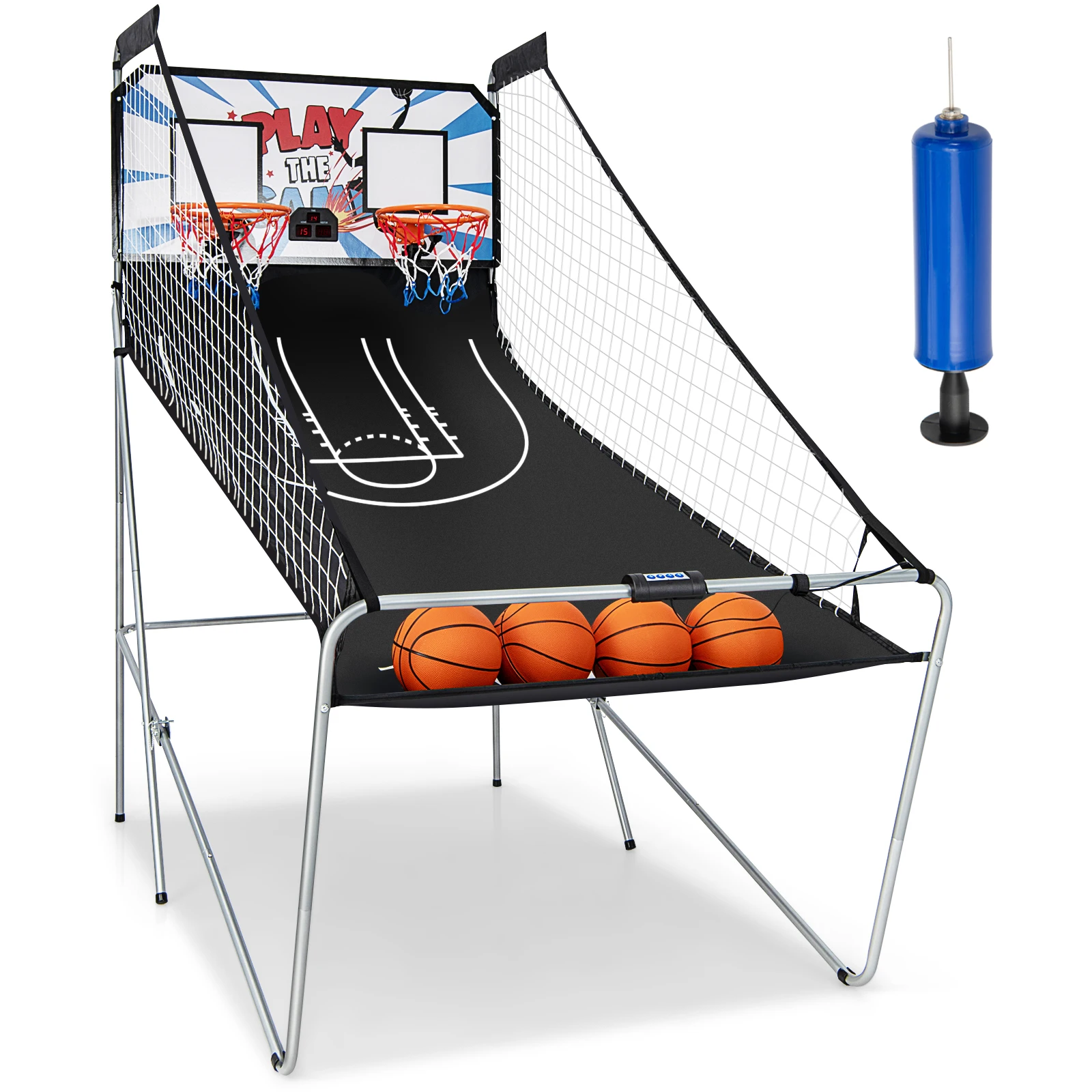 Dual LED Electronic Shot Basketball Arcade Game W/8 Game Modes 4 Balls Foldable