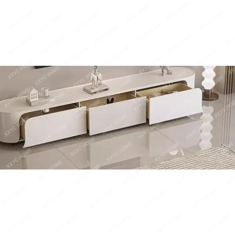 XX Wabi Sand Cream Wind Round Slate Coffee Table Living Room Home Minimalist Light Luxury Tea Table Modern Simplicity