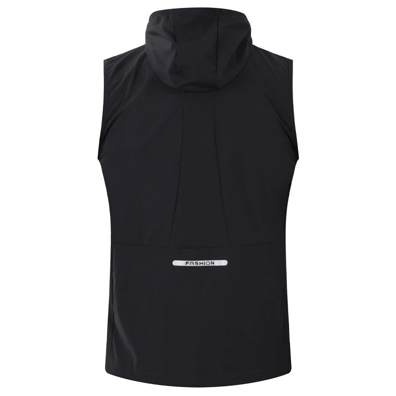 Fitness Sleeveless Hoodie Summer Running Fashion Bodybuilding Workout Sports Pocket Streetwear Sweatshirt Training  Zipper Coat