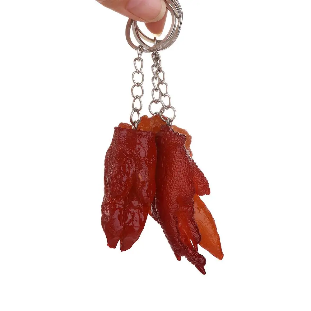 Ornaments PVC Pork Belly Roast Chicken Chicken Wings Fast Food Key Ring Bag Pendant Simulation Food Keychains Fashion Jewelry