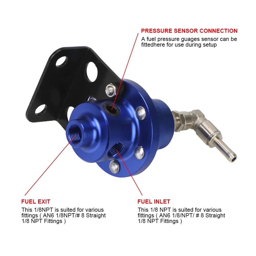 Universal Aluminum Vehicle Refitting fuel Supercharger Adjustable Fuel Pressure Regulator with Gauge Kit