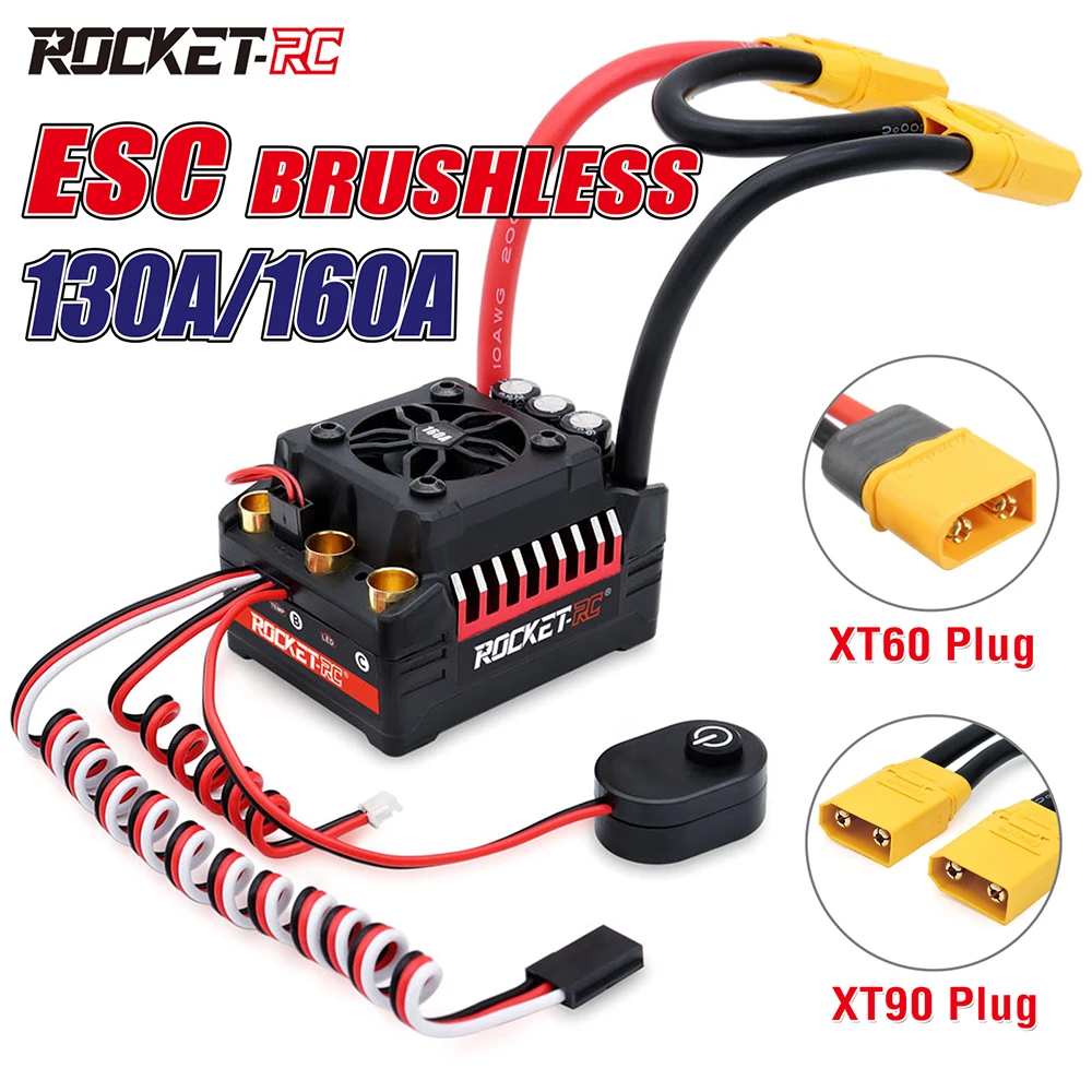 RC ESC SURPASSHOBBY Rocket  Brushless 160A 130A ESC 4S Electronic Speed Controller Waterproof for 1/7 1/8 RC Car Buggy Truck