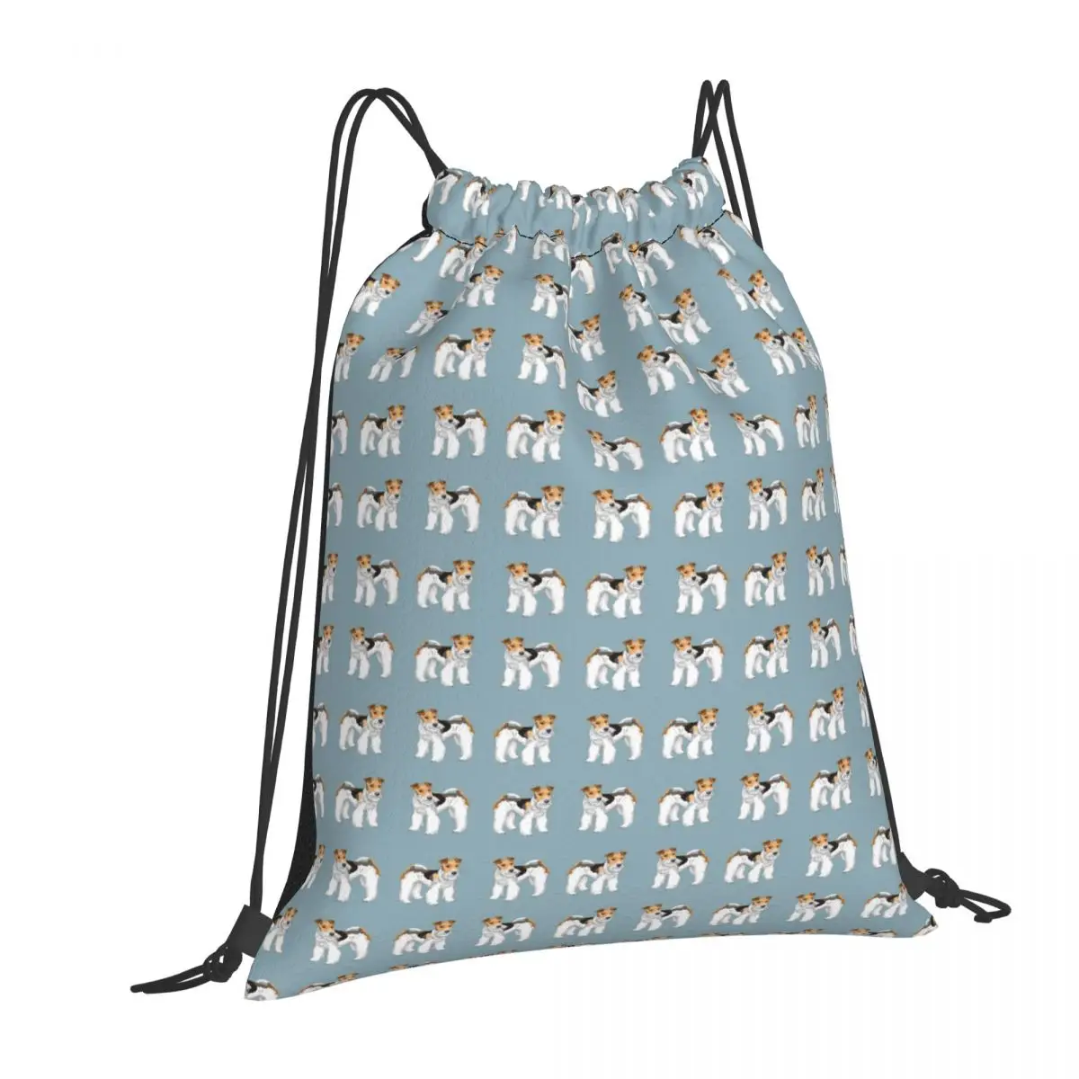 Mochilas con diseño retro de Fox Terrier de pelo largo, bolsas portátiles con cordón, bolsa deportiva, bolsas para libros para hombre y mujer, escuela