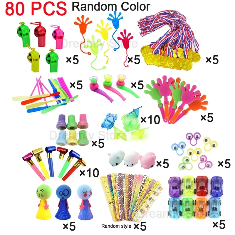 

80 Pcs Kids Party Favor Toys, Kids Assortment, Giveaway Pinata Stuffed Bulk Toys, Birthday Party