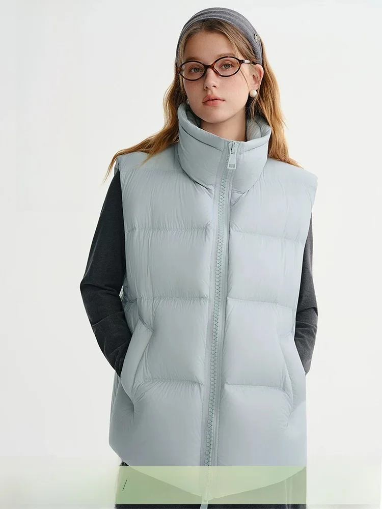 

Double Zipper down Jaet ort Warm Outerwear Tee-Proof Large Size Women's Vest Commute Sle Casual Nylon Fiber Coat