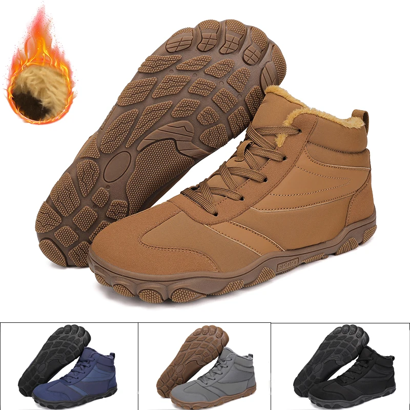 Brand New Winter Boots for Men Women Snow BareFoot Outdoor Non-slip Warm Fur Casual Sneakers Plus Size Ankle Boots Hiking Shoes