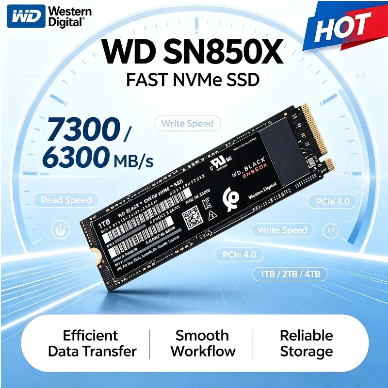 WD SN850X 1TB 2TB 4TB M.2 2280 NVMe Internal SSD Western Digital Solid State Disk PCIe Gen4.0x4 For Gaming Notebook Desktop