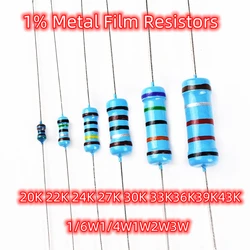 20K 22K 24K 27K 30K 33K 36K 39K 43K ohm 1% metal film resistor 1/6W 1/4W 1W 2W 3W