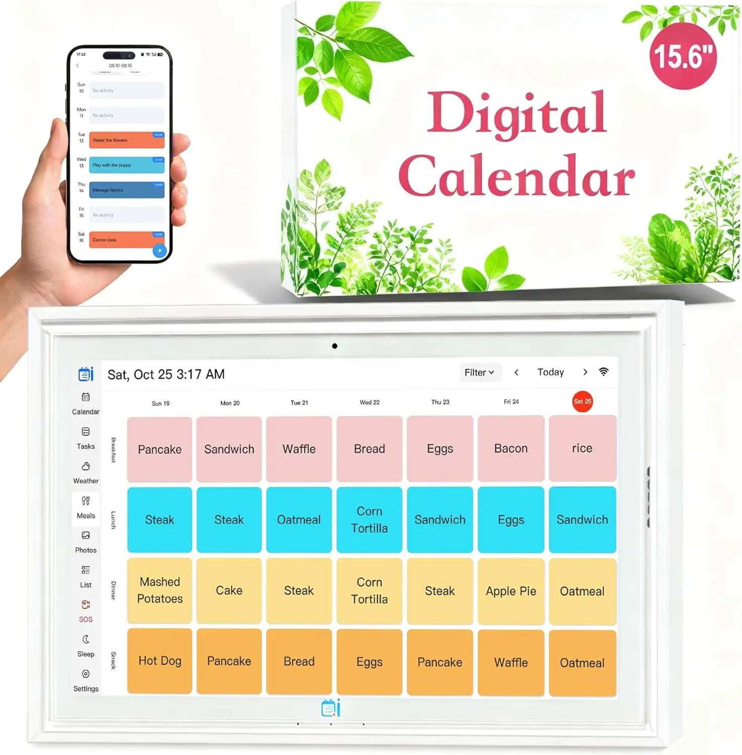 AHXJKA 15.6 Inch 1080P Digital Calendar Planner Touchscreen for Family WiFi Interactive Display Wall Planner Digital Calendar