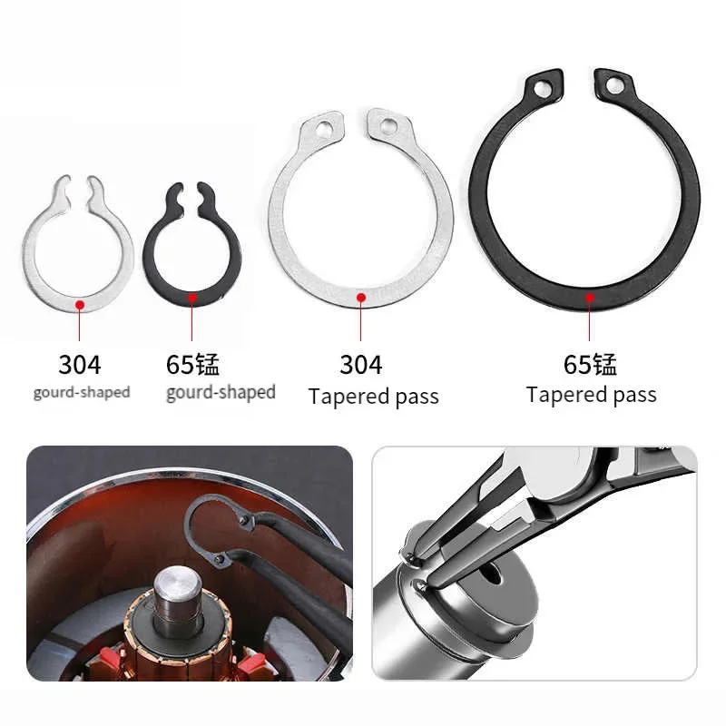 M3 M4 M5 to M150 GB894 304 Stainless Steel  3-40mm Shaft C Type External Circlip Bearing Retaining Clip Snap Ring 1~400Pcs