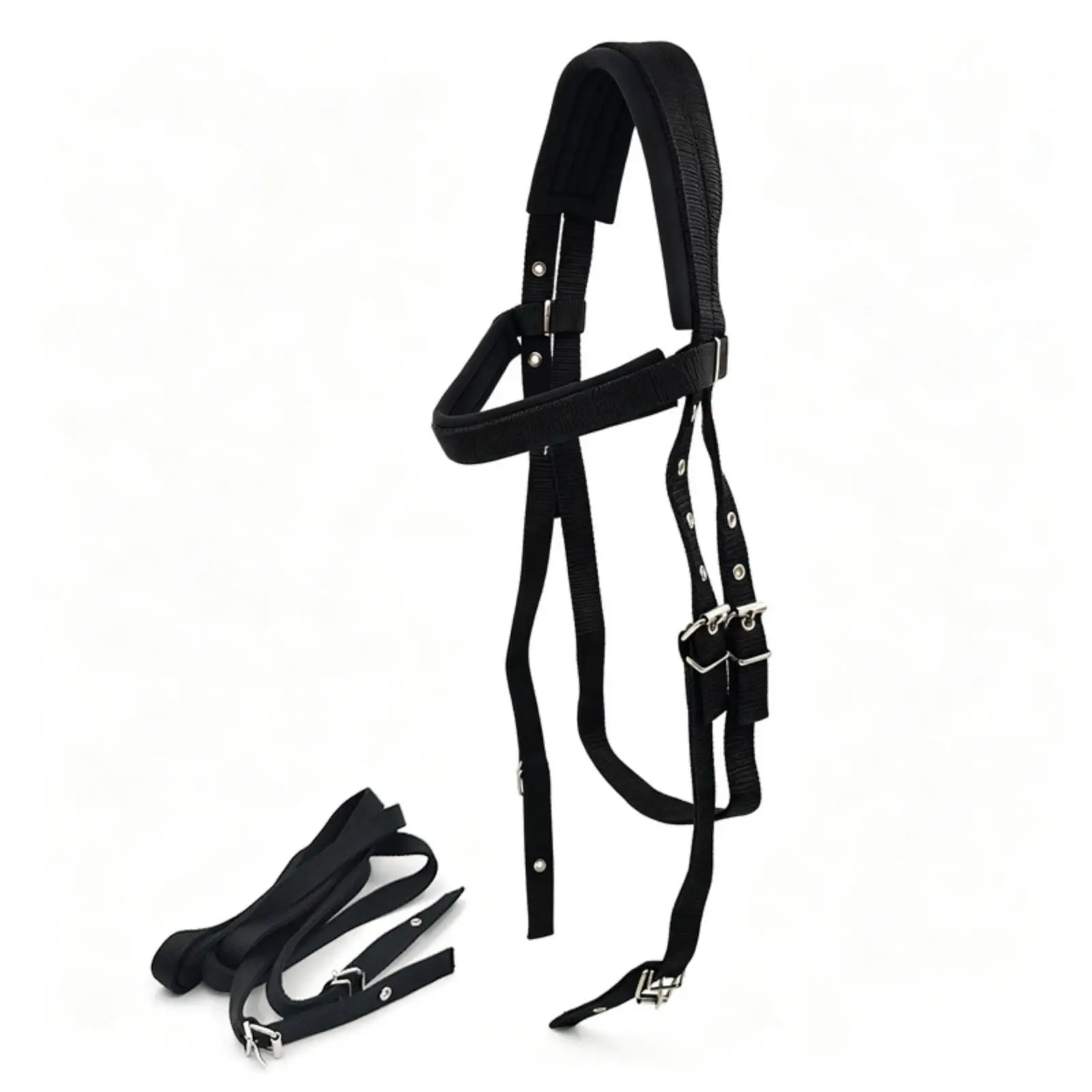 Comfort Padded Equestrian Halter Bridle with Anti Wear Nylon Straps and 250cm Rope for Horse Handling Lunging Gear