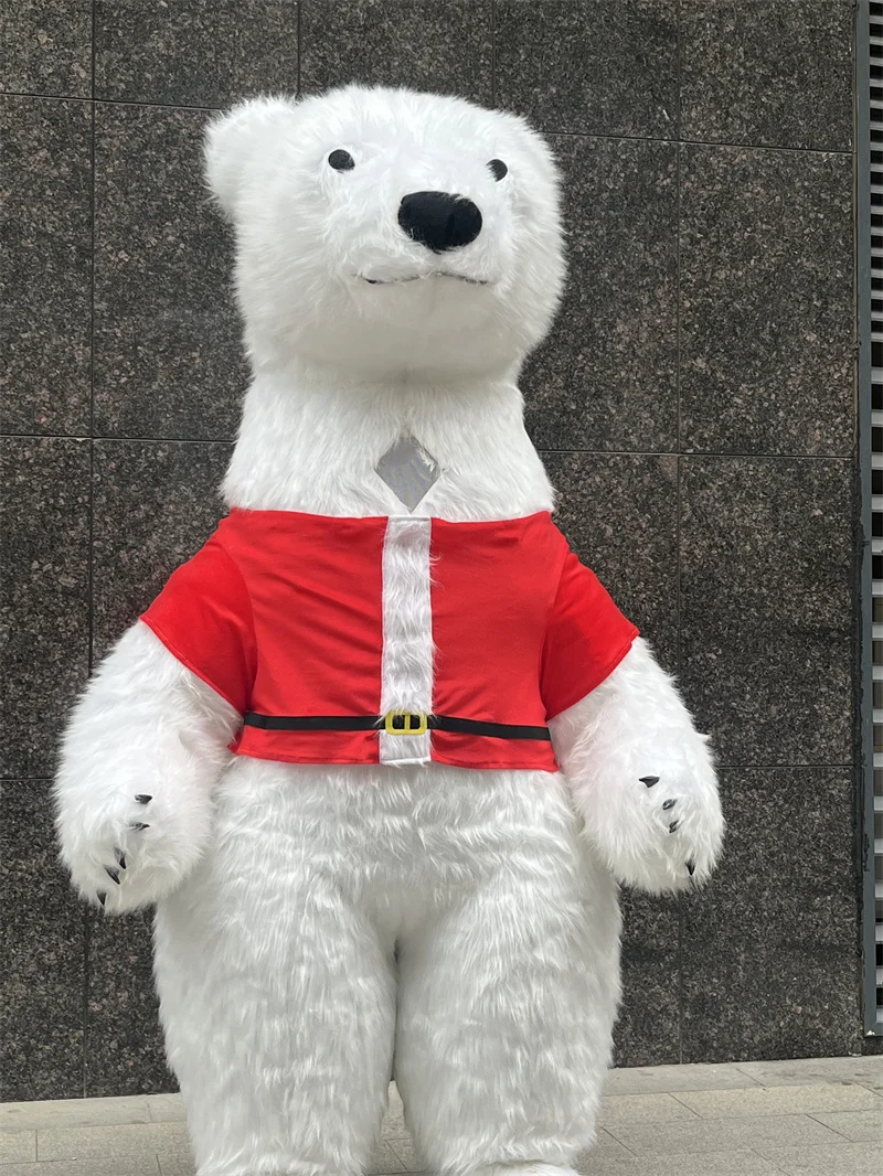 

for Christmas Inflatable Polar Bear Costume Adult Blow Up Fur Plush Mascot Suit Animal Character Inflated Garment for Events