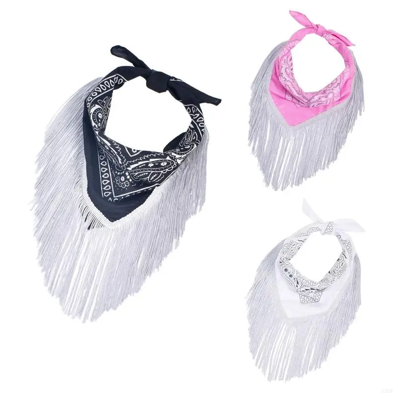 

N2UE Cowgirl Bandanas Tassel Fringe Scarf Neckerchief Bandanas Bachelorette Bandanas