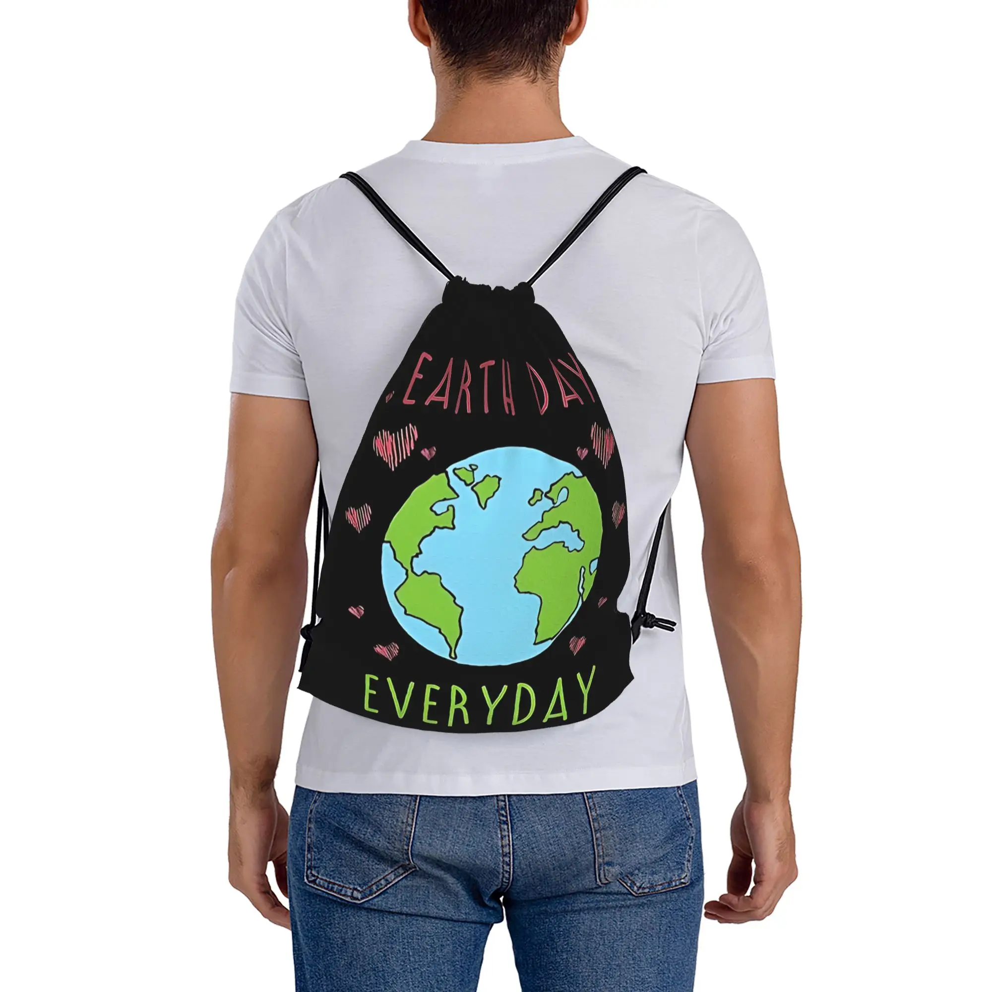Earth Day Everyday Recycle  Drawstring Bags Sports Unisex Storage Organize Bundle Pocket Rope Bag