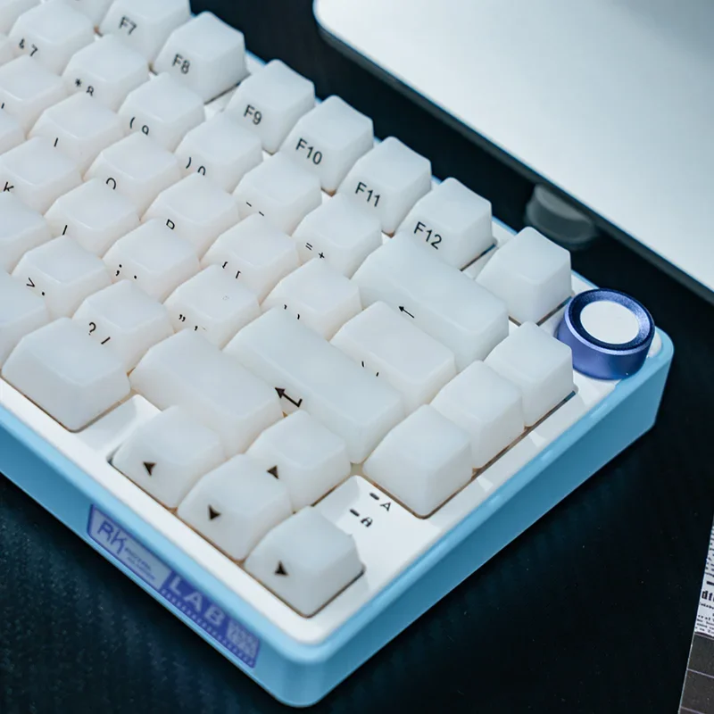 Keycap de teclado mecânico transparente ABS, Nevoeiro branco fosco tema Keycap, Gravado ou lateral, Eixo transversal, Altura do OEM, 104 chaves