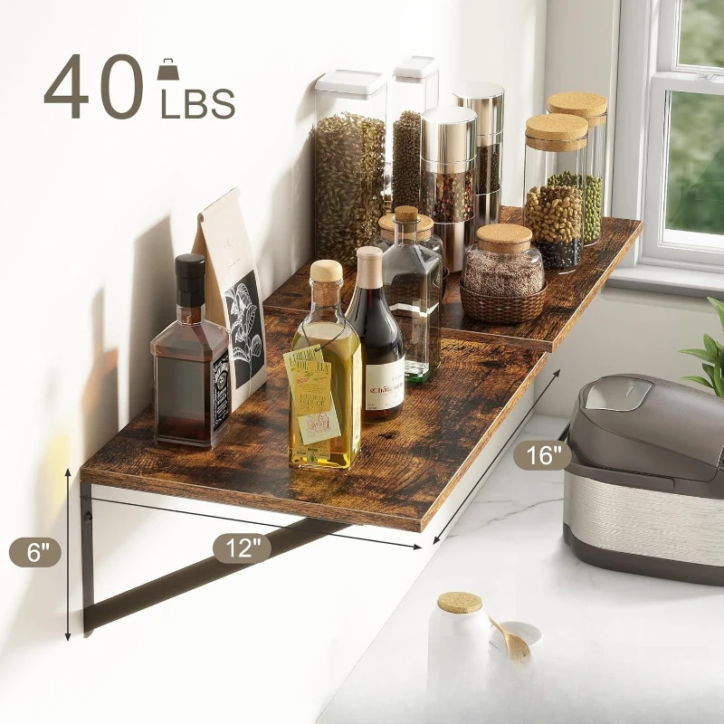 Solid Wood Floating Shelves Wall Mounted Storage Shelf for Living Room Farmhouse Home Decor Multifunctional Kitchen Organizer