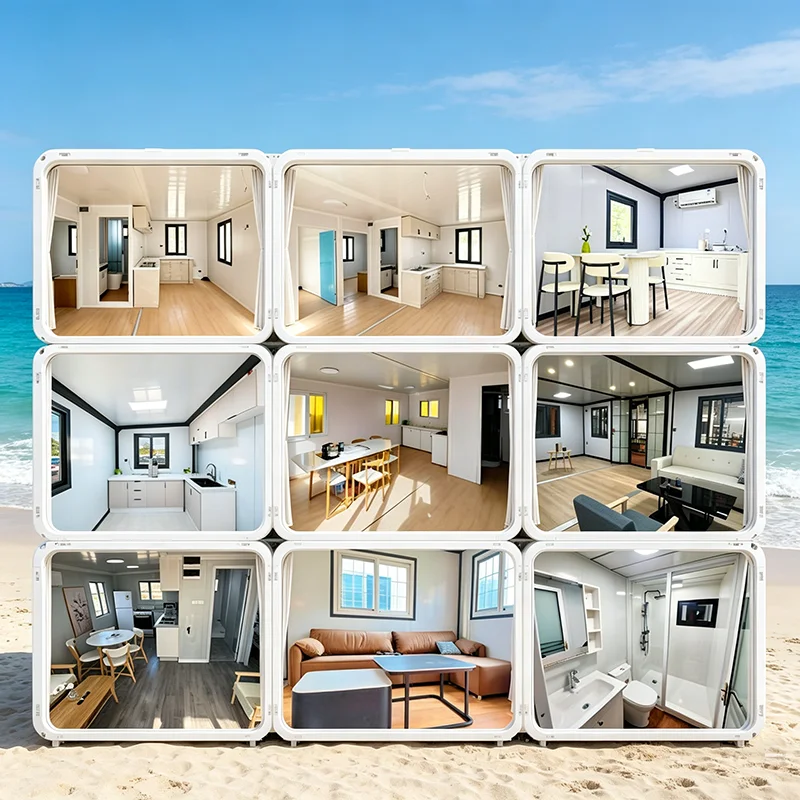 Villa Contenedor Plegable Personalizada, 3 Dormitorios, Estructura de Acero Moderna, Vivienda de Lujo, Alojamiento para Sitios de Glamping