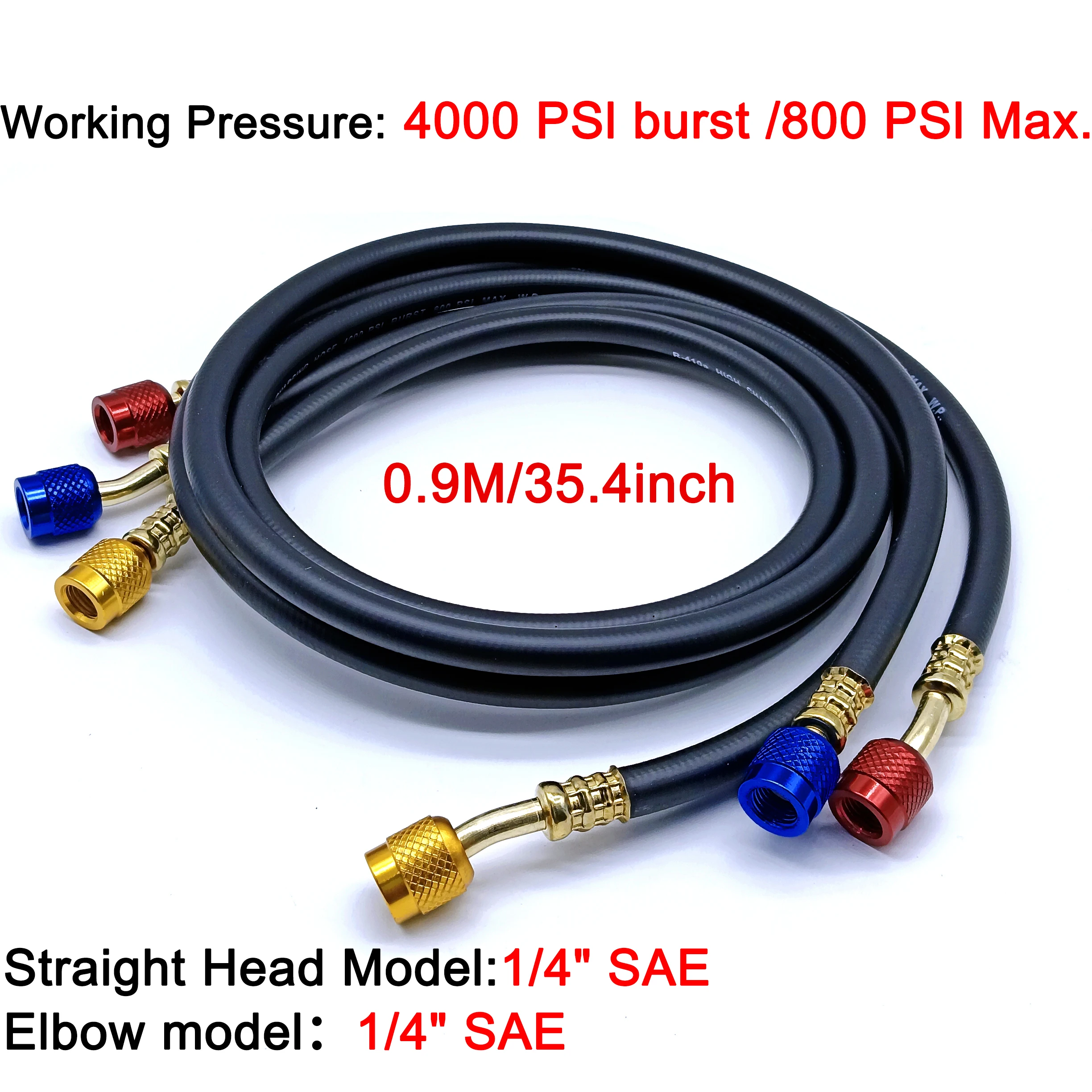 

3 шт. R134A шланг для зарядки переменного тока, шаровые клапаны 800 фунтов на квадратный дюйм 1/4 дюйма SAE для R410A R12 R22 R502, автомобильный шланг для зарядки хладагента для кондиционирования воздуха