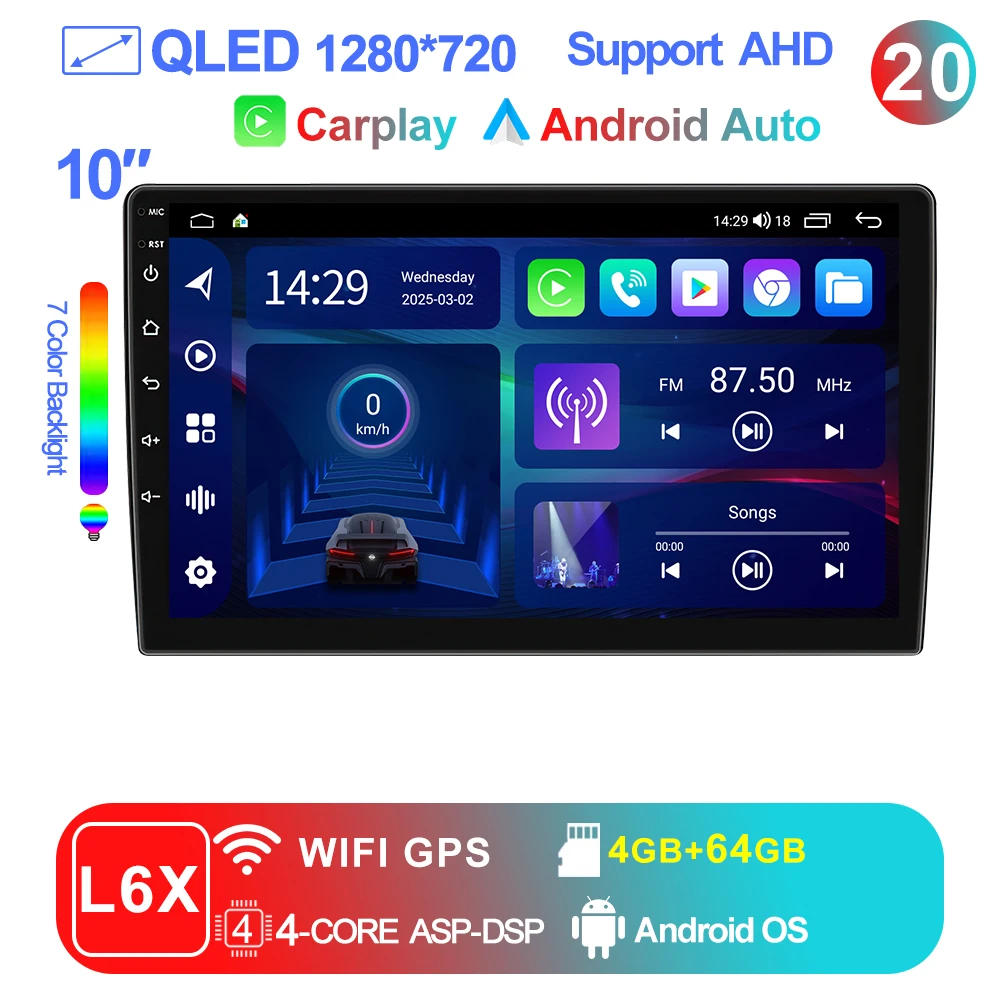 LEHX 7 9 10 inch Universele 2Din Draadloze CarPlay Android Auto Autoradio 4G WiFi GPS Multimedia Bluetooth DSP QLED Stereo Autoradio