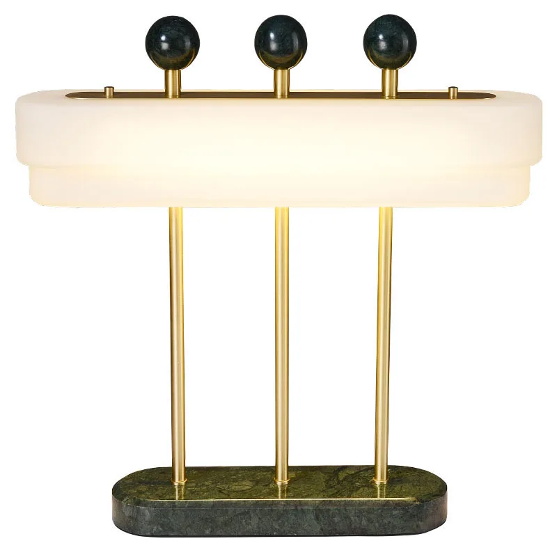 Light luxury creative simple marble table lamp Nordic living room bedroom bedside all copper glass lamp