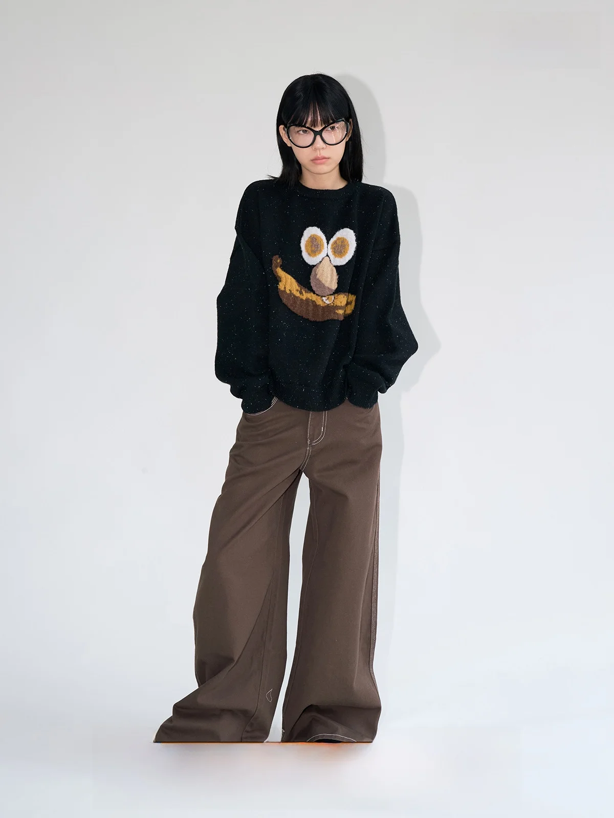 

Женский трикотаж большого размера с вышивкой Bla Studiotill8 Egg Banana Emotion, повседневный осенне-зимний удобный круглый свитер Ne