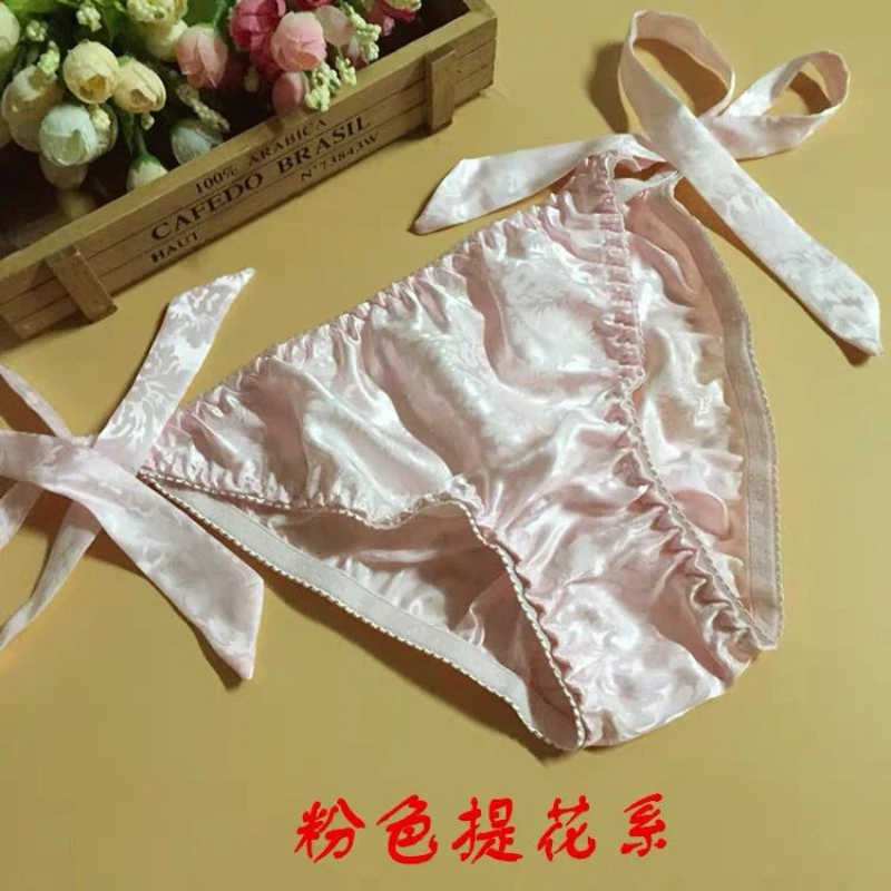 

Silk Women Silk Underwear Lace Pure Silk Triangle Panties Solid Color Low Waist Pants Seamless Shorts Comfort Breathable Briefs