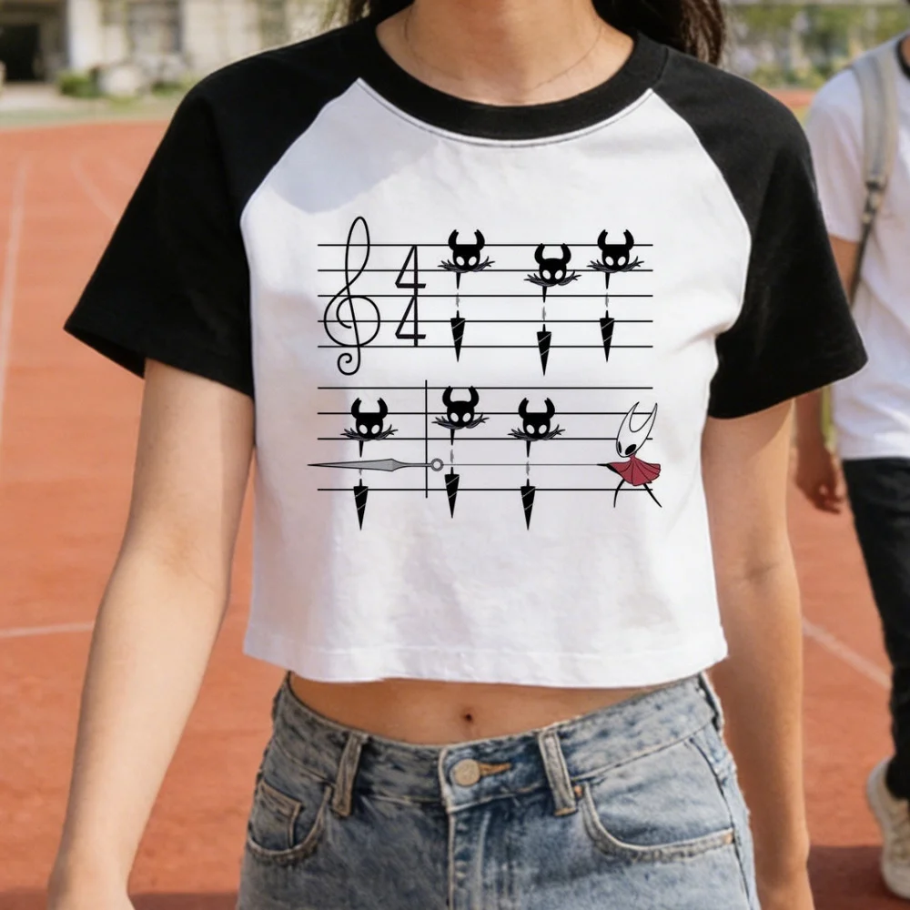Hollow Knight cropped top ladies clearance sales gothic jojifuku harajuku top tees vintage funny cute scene  2000s