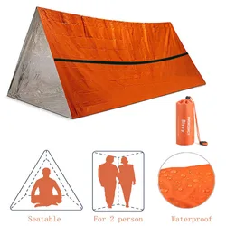 2 Person Emergency Shelter Bivy Survival Tent Kit Mylar Tube Tent Sleeping Bag Waterproof Outdoor SOS Thermal Blanket Reusable