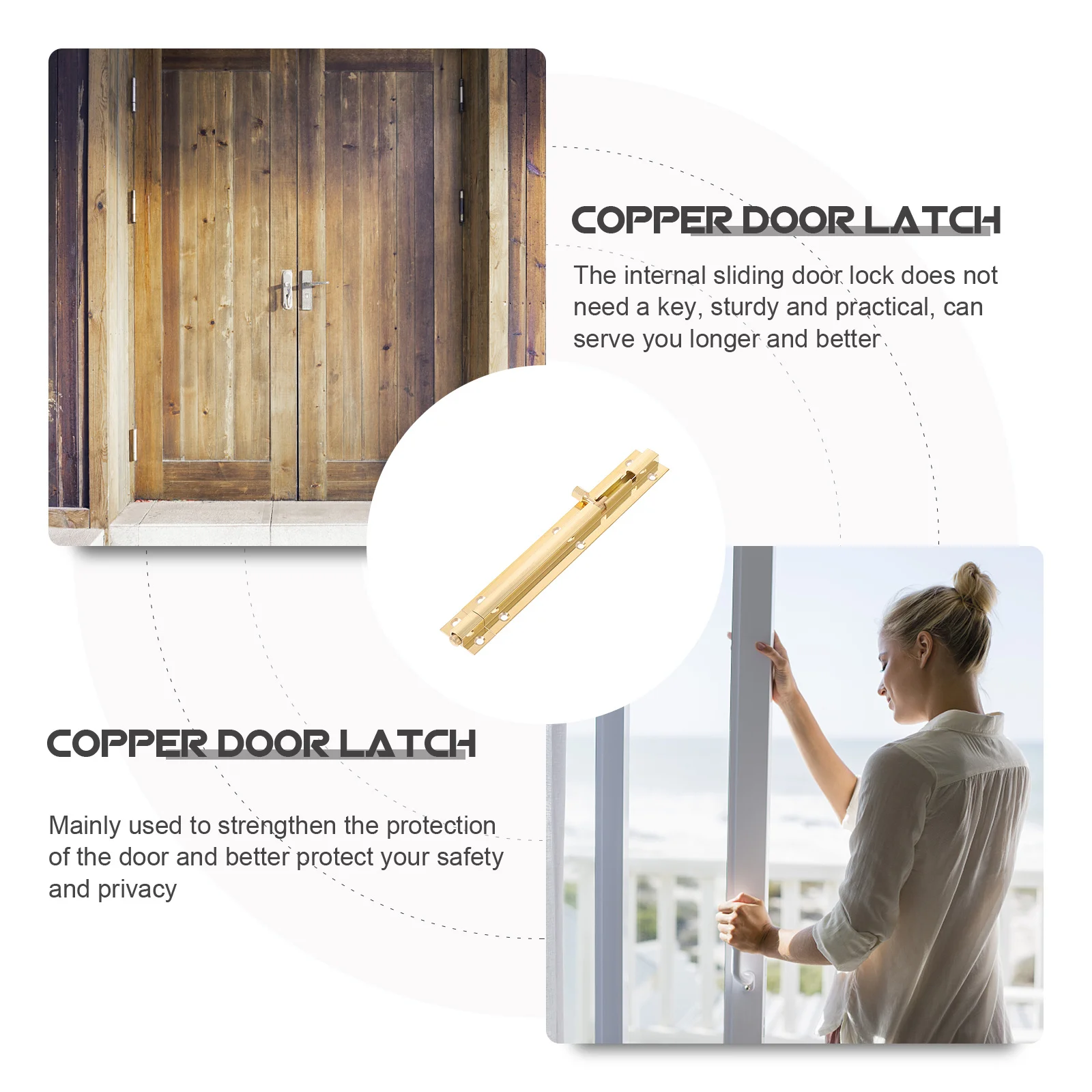 

Full Copper Latch Heavy Duty Sliding Barrel Bolt For Wooden Door Security Gate Latch Lock Door Safety Slide Lock