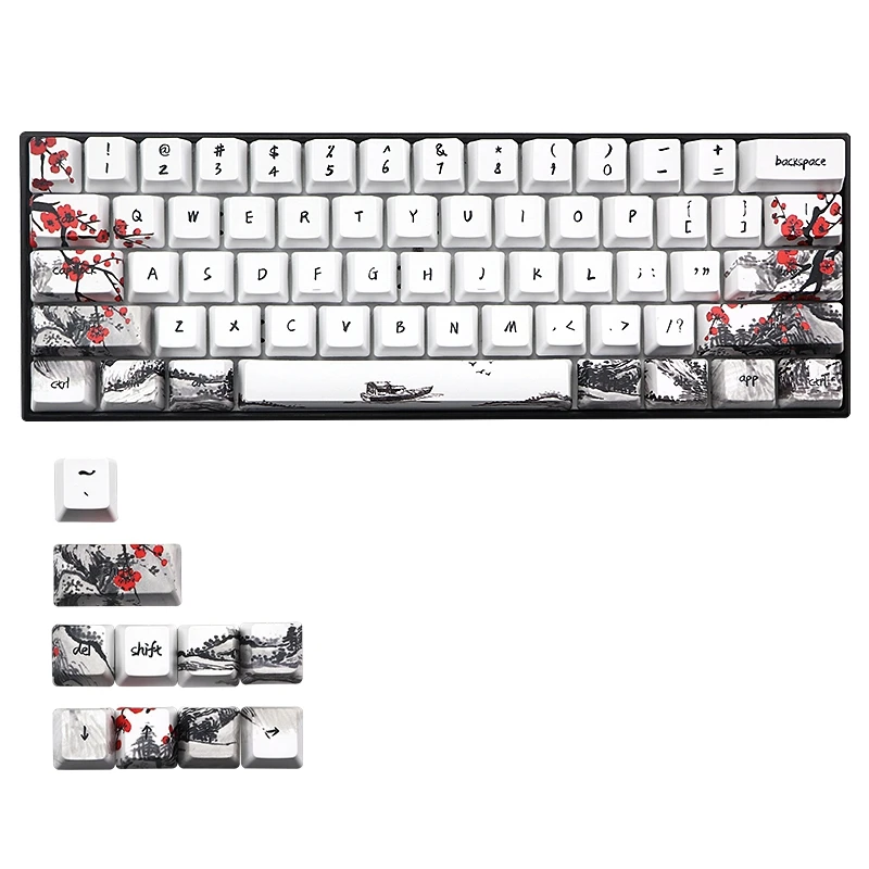 Novità Allover Dye Subbed Plum Blossom 71 Key Profile Keycap per GH60 RK61 ALT61 Anne PRO2 GK61 GK64 Dz60 Keycaps,US