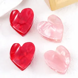 Small Women's Hair Clip Cute Heart Shape Pattern Hair Claw Clip Acrylic Hair Clip Accessories