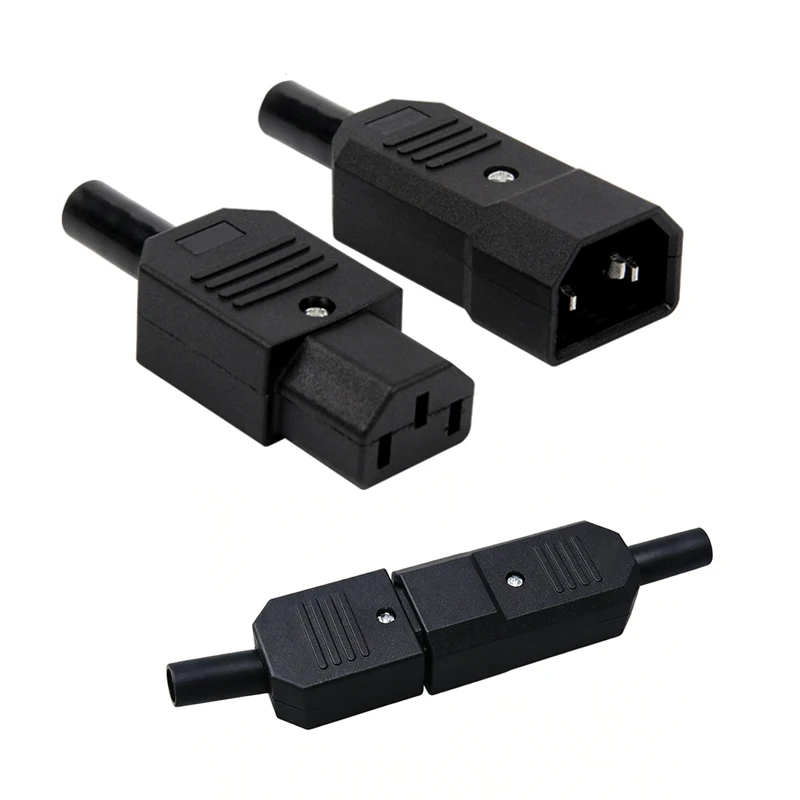 

New 10A 250V Black IEC C13 Male Plug Rewirable Power Connector 3 pin ac Socket