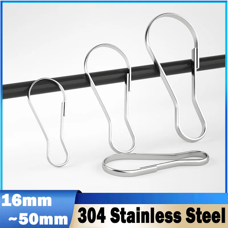 16 20 25 32 40 50 55mm 304 Stainless Steel Snap Spring Clip Hooks Rings Hanging Buckle Connectors For Jewelry Making Supplies