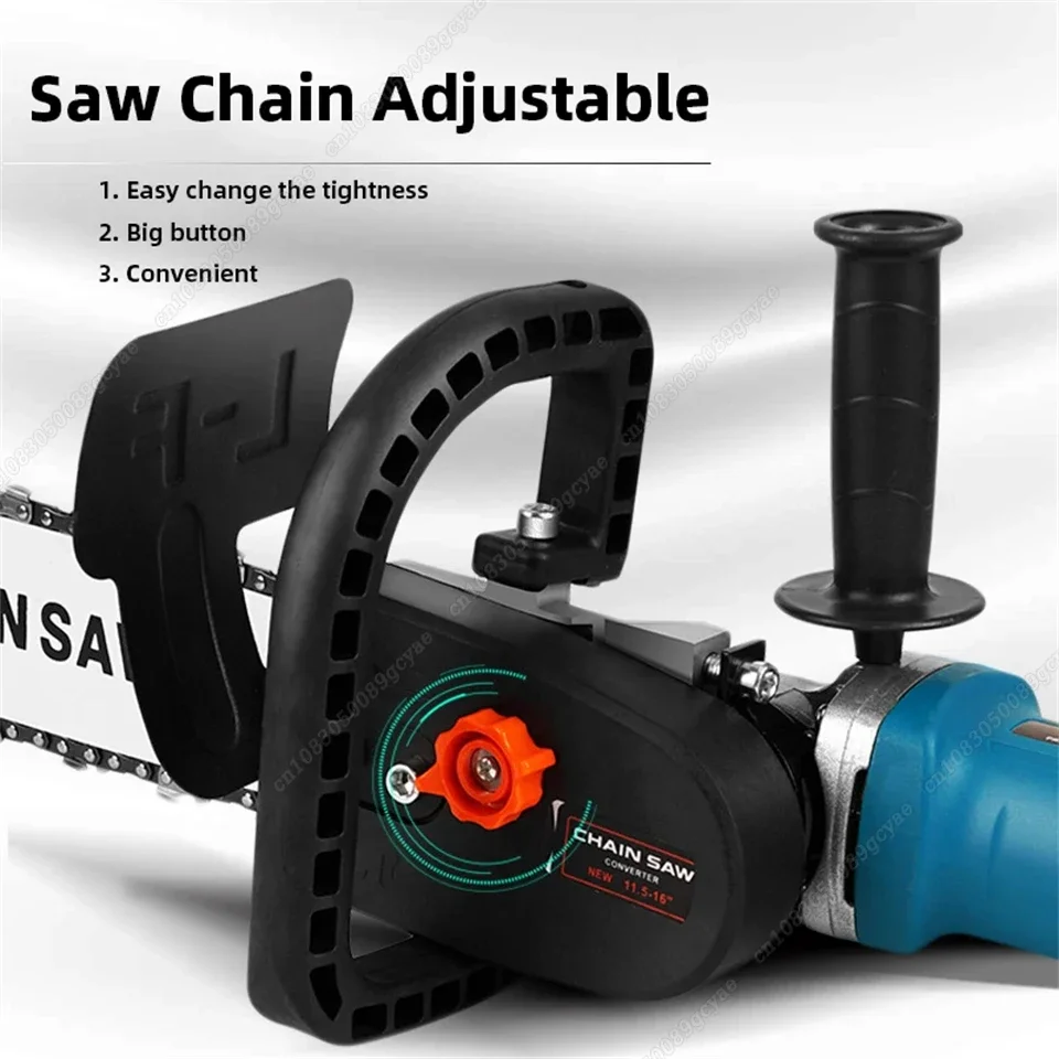 12 / 16Inch Chainsaw Attachment For Angle Grinder, Electric Chain Saw + Transparent Fuel Tank, Logging Saw Adjustable Tension