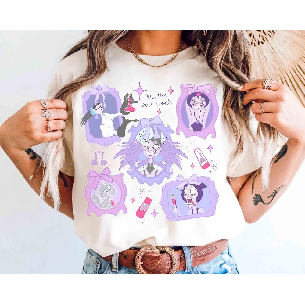 تي شيرت Coquette Disney Villains Yzma، تي شيرت Pull The Lever Kronk، قميص الأخدود الجديد للإمبراطور، عائلة ديزني لاند #1