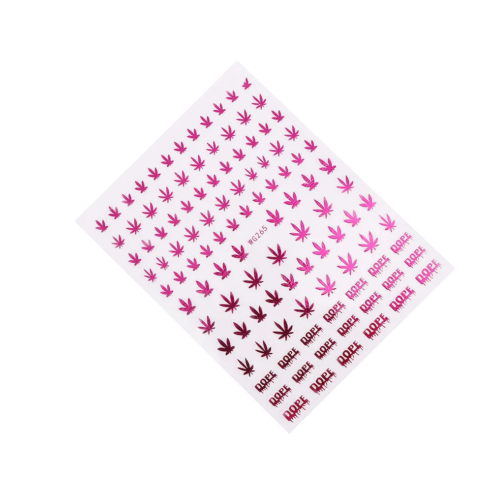 

Girls Women DIY Nail Tips Mixed Acrylic Weed Leaf Designs Self Adhesive Manicure Decoration Nail Stickers