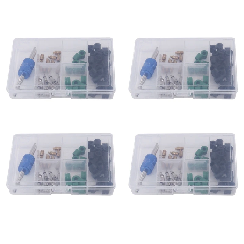 284Pcs A/C Air Conditioning Valve Core R12 R134A Refrigeration Valve Core R12 / R134A AC Master Valve Core Repair Kit