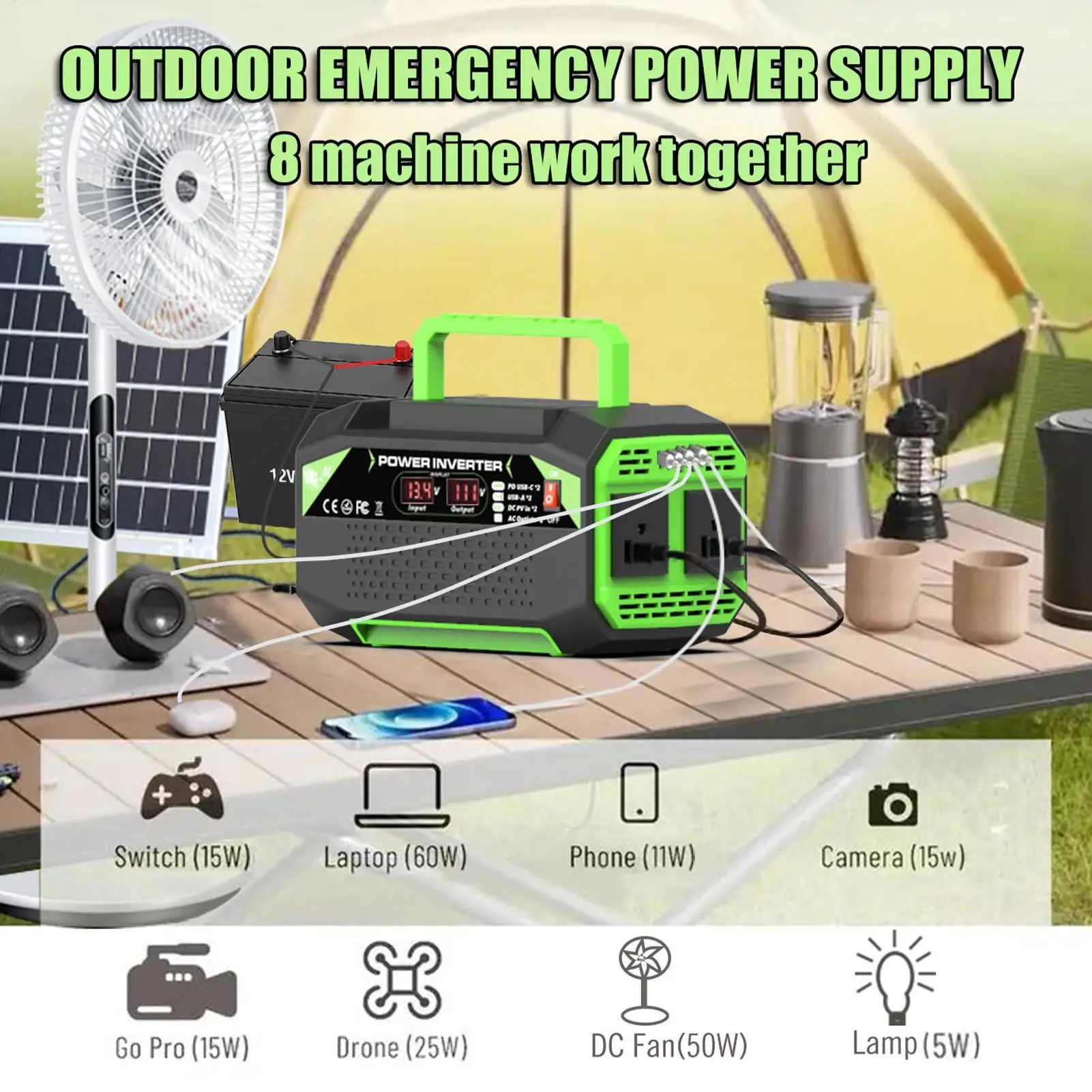 

Voltage Inverter 300W Car Voltage Converter Inverter Digital Display Plug Outlet With 4 USB Ports Fast Charging Auto Accessories