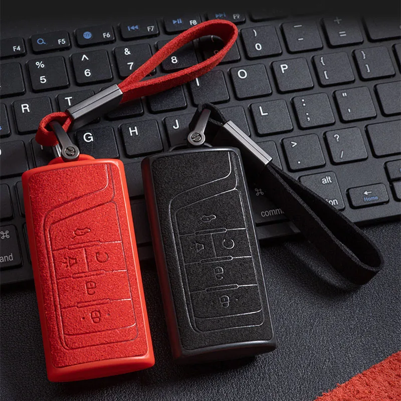 

Suede Leather Car Key Case Cover Shell For GAC Trumpchi GS4 GM8 GA3 GA6 SGS7 GA4 GS5 GS3 Legend GS8 With Keychain Accessories