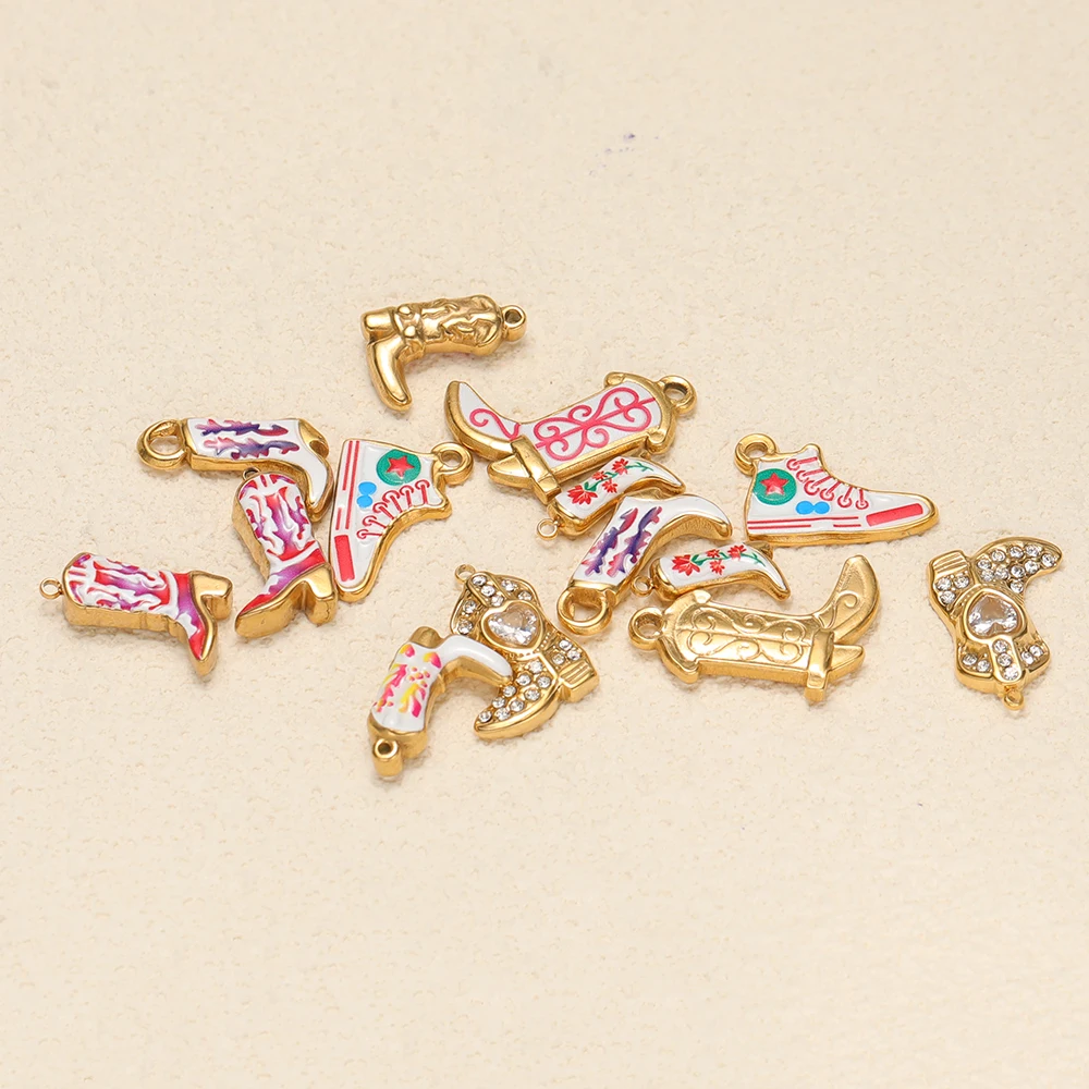 4 Stück Edelstahl-Emaille-Blumen-Schuhanhänger für DIY-Kinderschmuck, Halsketten, Armbänder, Ohrringe und Zubehör – Detail 4