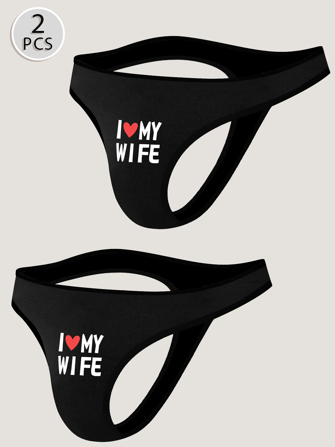 

Мужское нижнее белье-стринги из 2 предметов - I Love MY WIFE - трусы-бикини с низкой посадкой, сексуальные забавные удобные и мягкие трусы с Т-образной спинкой