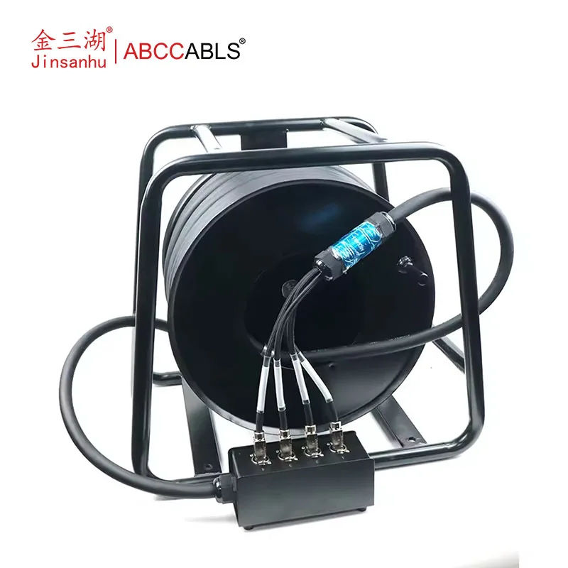 4 Channel Cat6 Stage Multicore Network Cable Reel, RJ45 Multi Pair Snake Cable on Portable Metal Drum with Stage Box