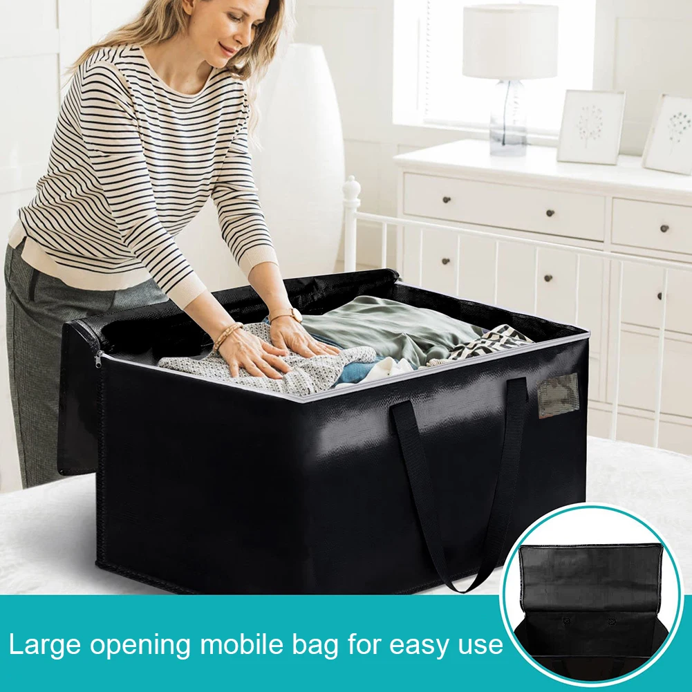 90L Moving Boxes with Zippers & Handles Storage Bags Heavy Duty Storage Packing Bags Collapsible for Packing & Moving Storing