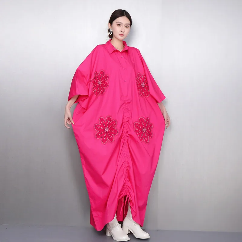 

Весенние элегантные свободные длинные платья с завязками для женщин, повседневные платья с бисером и цветами оптом J2152