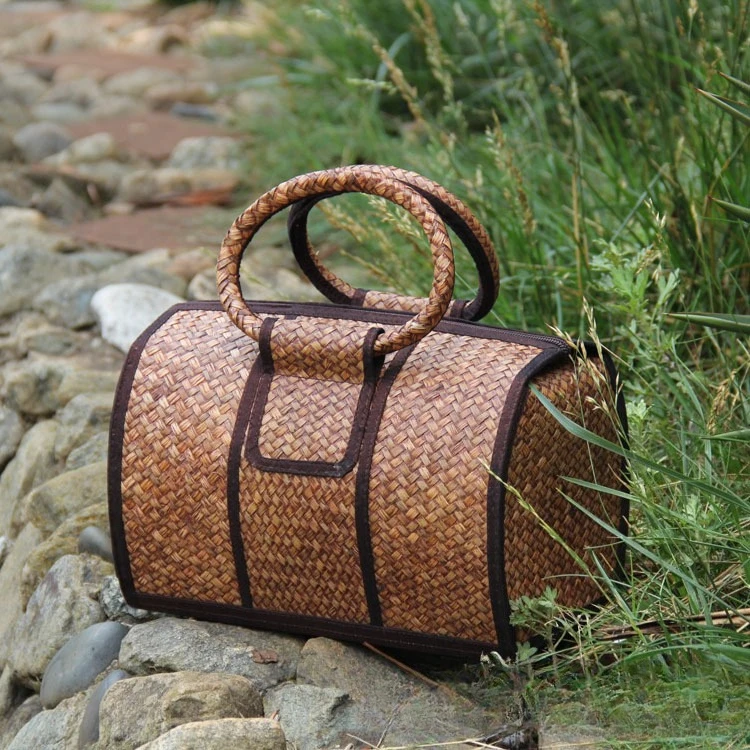 

Chinese woven women's bags straw bags, rattan retro women's bags handbags, pillow bags