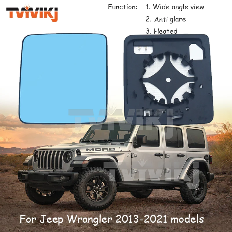 

1 пара боковых зеркал заднего вида, синие стеклянные линзы для Jeep Wrangler 2011-2021, широкоугольные антибликовые автомобильные зеркала