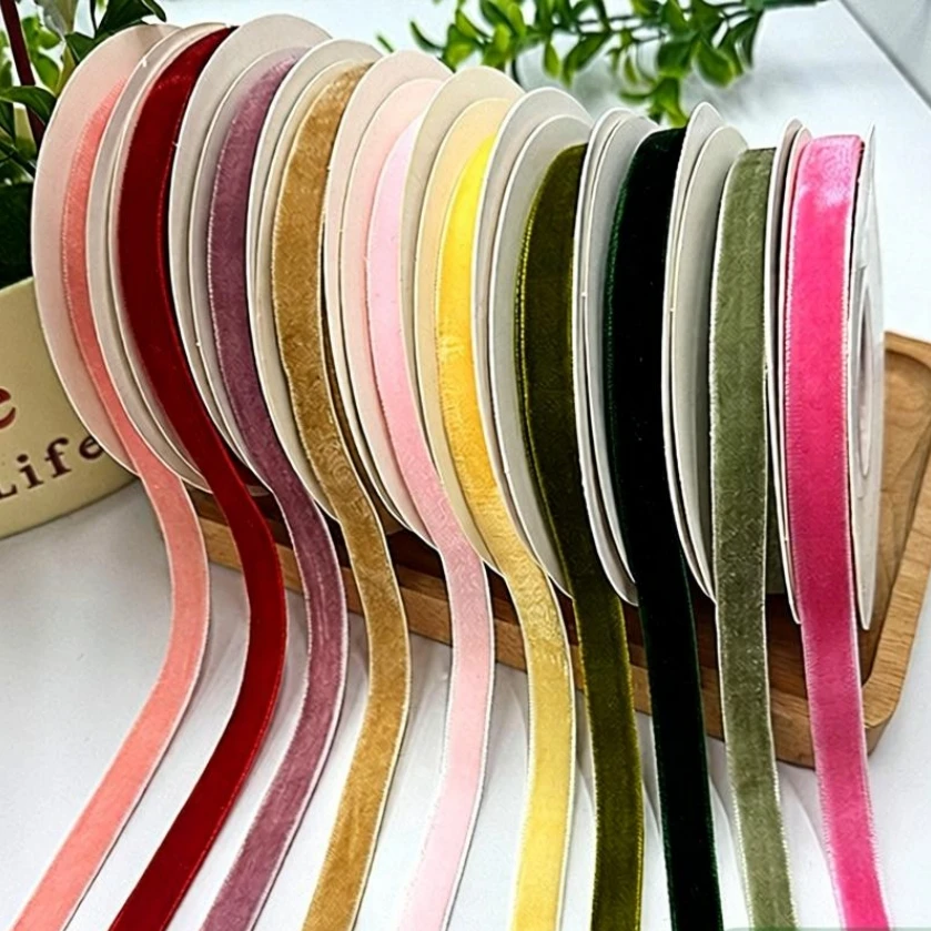 (10 Yards/roll) 10mm Velvet Ribbon Christmas Lace Ribbons Wholesale Gift Wrapping Decoration Handmade Holiday Party Decoration