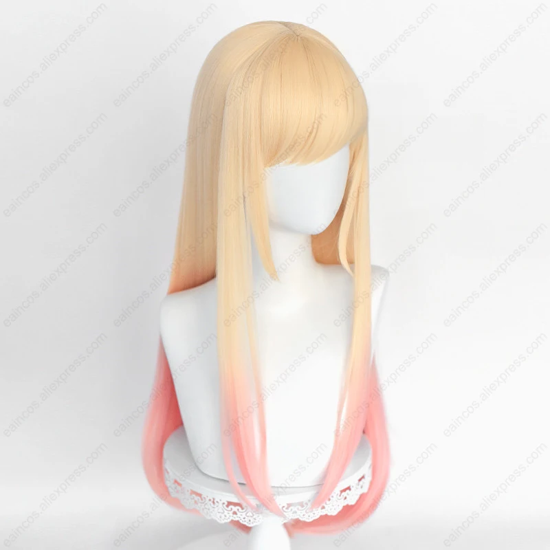 Anime Marin Kitagawa Cosplay Wigs 80cm Long Straight Pink Dyed Gradient Heat Resistant Synthetic Hair