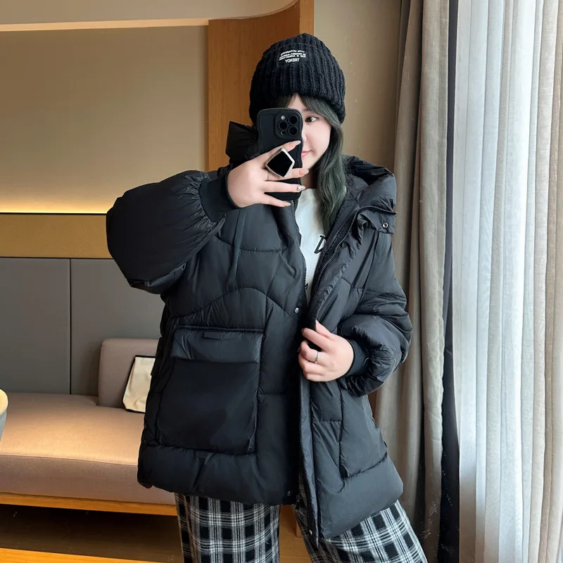 

XXXXXL Fashion Plus Size Women's Parkas Winter New Korean Warm And Casual Hooded Padded Jacket 8280